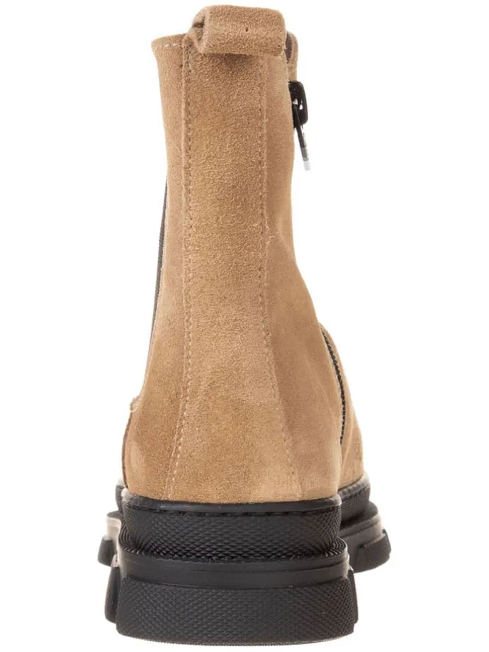 Skórzane sztyblety w kolorze beżowym