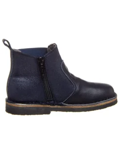 Skórzane sztyblety w kolorze granatowym