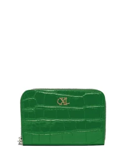 Skórzany portfel "Tuilerie" w kolorze zielonym - 12 x 10 x 2 cm