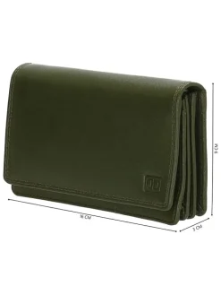 Skórzany portfel w kolorze khaki - 16 x 9 cm
