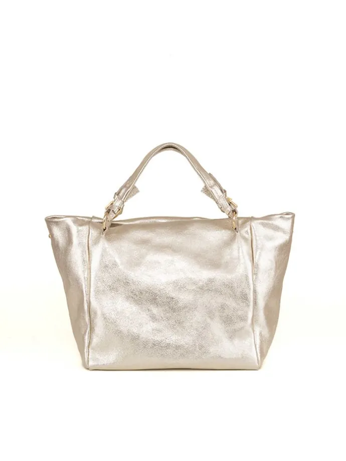 Skórzany shopper bag "Gimignano" w kolorze złotym - 45 x 50 x 20 cm