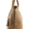 Skórzany shopper bag "Laura" w kolorze beżowym - 38 x 41 x 20 cm