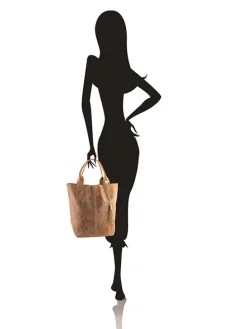 Skórzany shopper bag "Laura" w kolorze beżowym - 38 x 41 x 20 cm