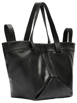 Skórzany shopper bag w kolorze czarnym - 47 x 34 x 18 cm