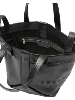 Skórzany shopper bag w kolorze czarnym - 47 x 34 x 18 cm
