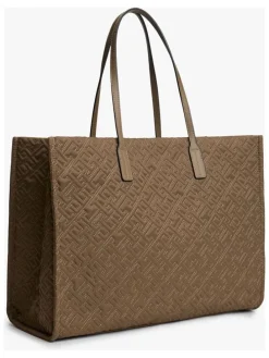 Skórzany shopper bag w kolorze jasnobrązowym - 43 x 31 x 17 cm