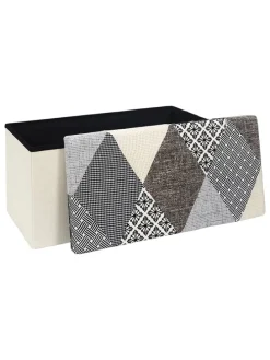 Skrzynia-siedzisko w kolorze szaro-beżowym - 76 x 38 x 38 cm
