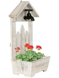 Skrzynka w kolorze kremowym na rośliny - 26 x 43 x 14 cm