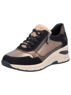 Sneakersy w kolorze złoto-jasnobrązowym na koturnie