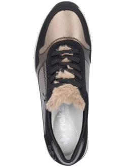 Sneakersy w kolorze złoto-jasnobrązowym na koturnie