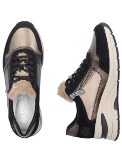 Sneakersy w kolorze złoto-jasnobrązowym na koturnie