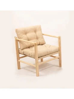 Sofa ogrodowa w kolorze kremowym - 51 x 86 x 51 cm