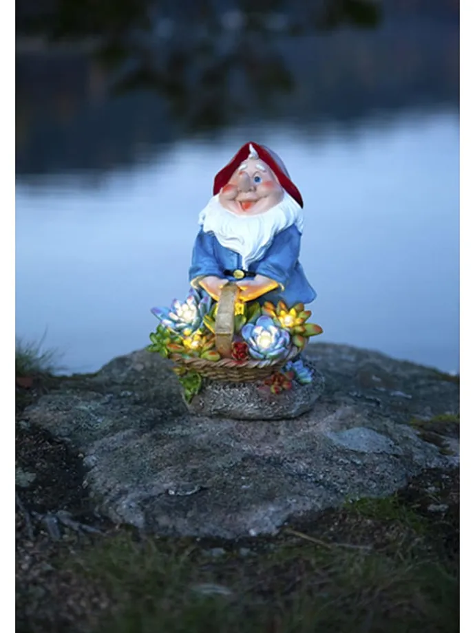 Solarna figurka LED "Gnomy" z kolorowym wzorem - 14 x 22 cm
