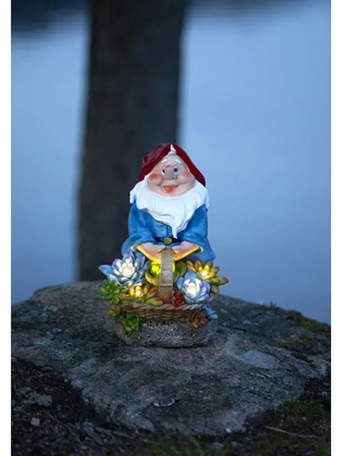 Solarna figurka LED "Gnomy" z kolorowym wzorem - 14 x 22 cm
