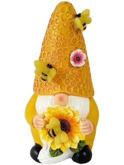 Solarna figurka ogrodowa w kolorze żółtym - 8,2 x 17,5 x 9,2 cm