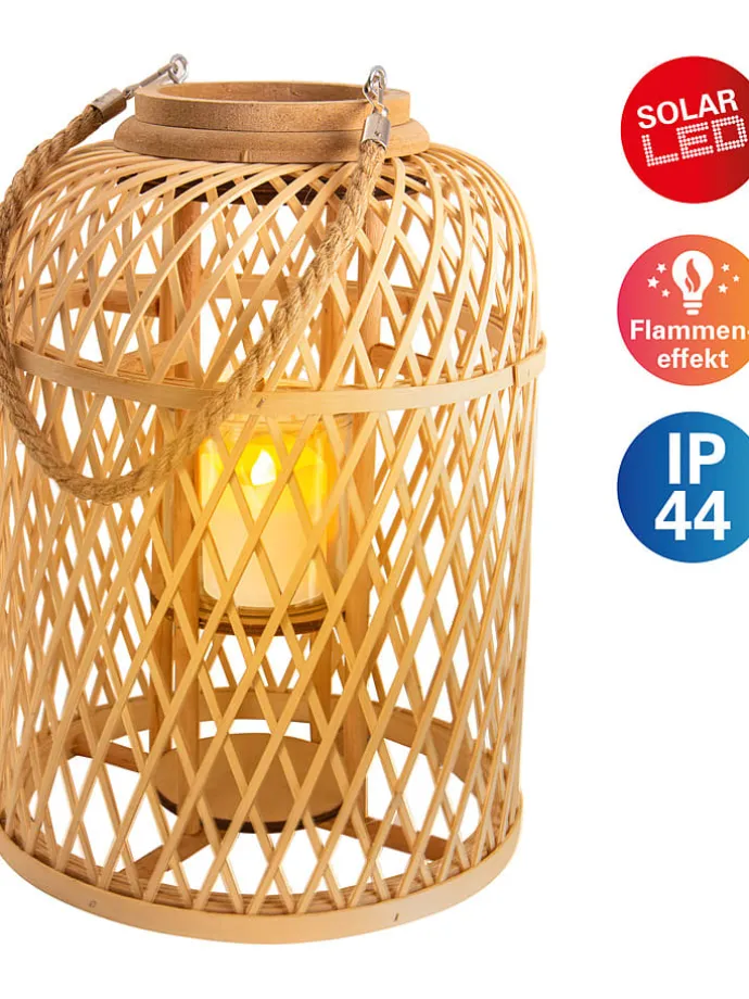 Solarna lampa LED w kolorze jasnobrązowym - wys. 38 cm