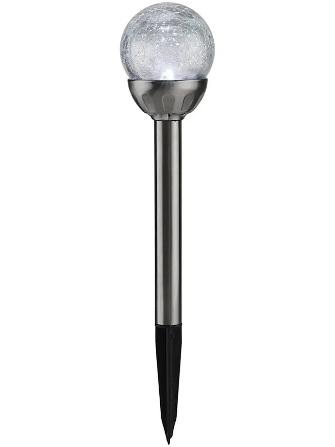 Solarna lampa ogrodowa w kolorze srebrnym na trzonku - wys. 55 x Ø 15 cm