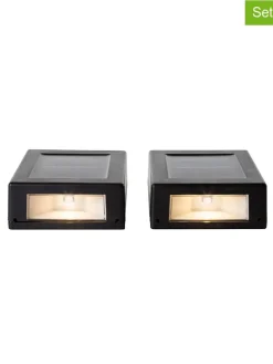 Solarne lampy ścienne LED (2 szt.) w kolorze czarnym - 10 x 7,3 cm