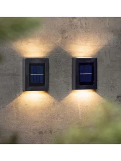 Solarne lampy ścienne LED (2 szt.) w kolorze czarnym - 10 x 7,3 cm