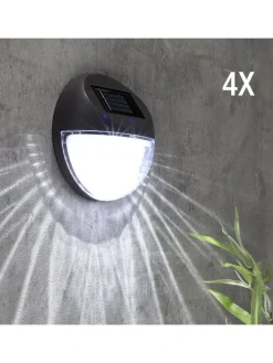 Solarne lampy ścienne LED (4 szt.) w kolorze czarnym - Ø 11 cm