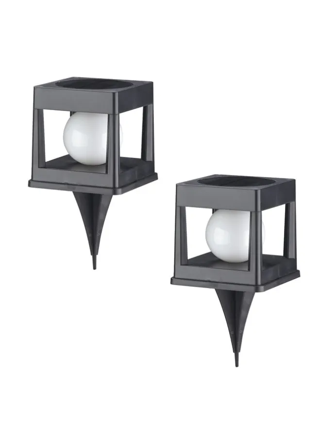 Solarne lampy ogrodowe LED (2 szt.) w kolorze szarym - 11,5 x 21,5 x 11,5 cm