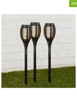 Solarne lampy ogrodowe LED (3 szt.) w kolorze czarnym na trzonku - wys. 49,5 cm