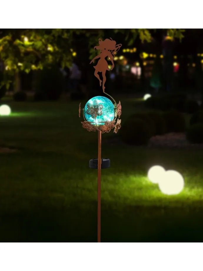Solarne lampy ogrodowe LED (2 szt.) w kolorze niebiesko-różowym - wys. 94 cm