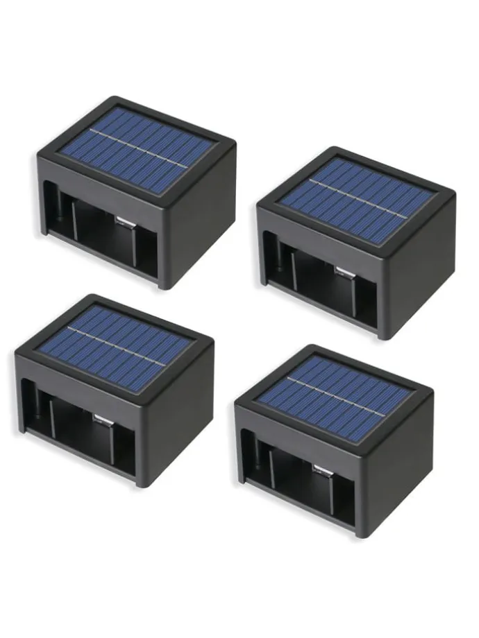 Solarne lampy zewnętrzne LED (4 szt.) w kolorze czarnym - 9,5 x 6,2 x 8 cm