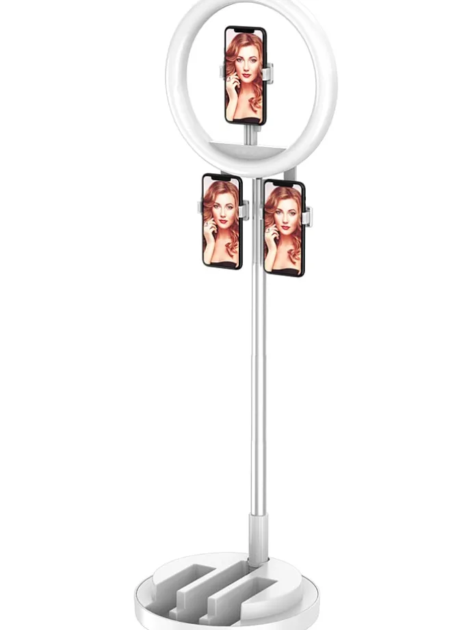 Statyw LED w kolorze białym na smartfon - wys. 168 cm