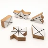 Stemple (5 szt.) "Origami" w kolorze jasnobrązowo-białym - 5 x 5 cm