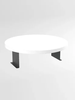 Stolik w kolorze biało-czarnym na podłokietnik - wys. 10 x Ø 32 cm