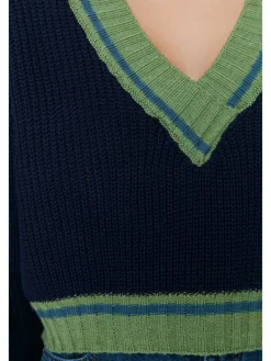 Sweter w kolorze granatowo-zielonym
