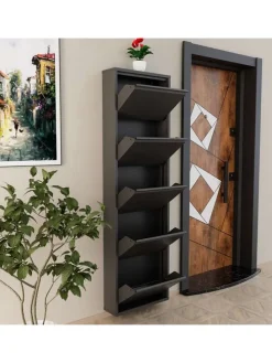 Szafka w kolorze antracytowym na buty - 50 x 169 x 15 cm