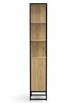 Szafka w kolorze jasnobrązowym z lustrem - 30 x 170 x 3 cm