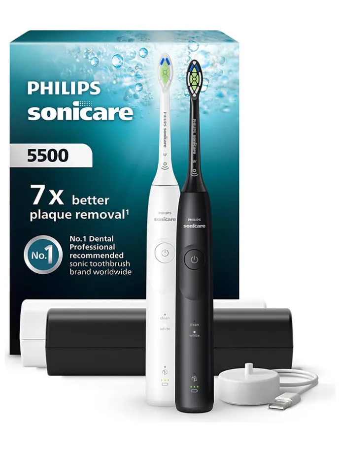Szczoteczki soniczne (2 szt.) "Philips Sonicare5500" w kolorze czarnym i białym