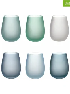 Szklanki (6 szt.) "Happy Hour" w kolorze niebiesko-zielonym - 500 ml