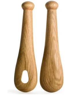 Sztućce w kolorze jasnobrązowym do sałaty - wys. 24 cm