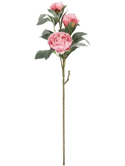 Sztuczna gałązka ''Peony Evalyn'' w kolorze zielono-różowym - dł. 90 cm