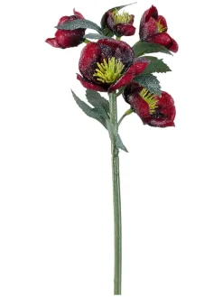 Sztuczna roślina "Christrose" w kolorze ciemnoczerwonym - dł. 29 cm