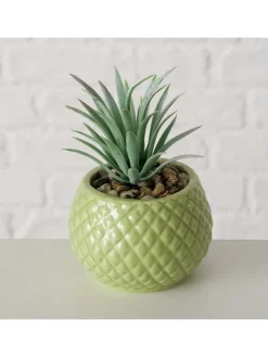 Sztuczne rośliny doniczkowe (3 szt.) w kolorze zielonym - wys. 10,5 x Ø 7,5 cm