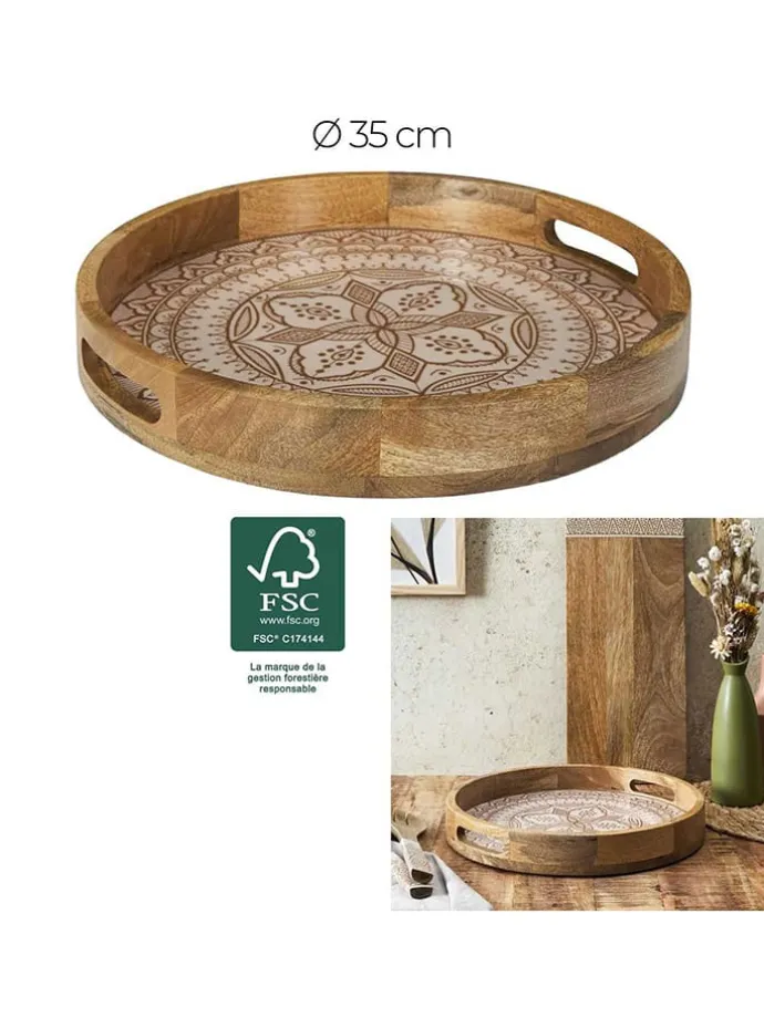 Taca w kolorze beżowo-brązowym - Ø 35 cm