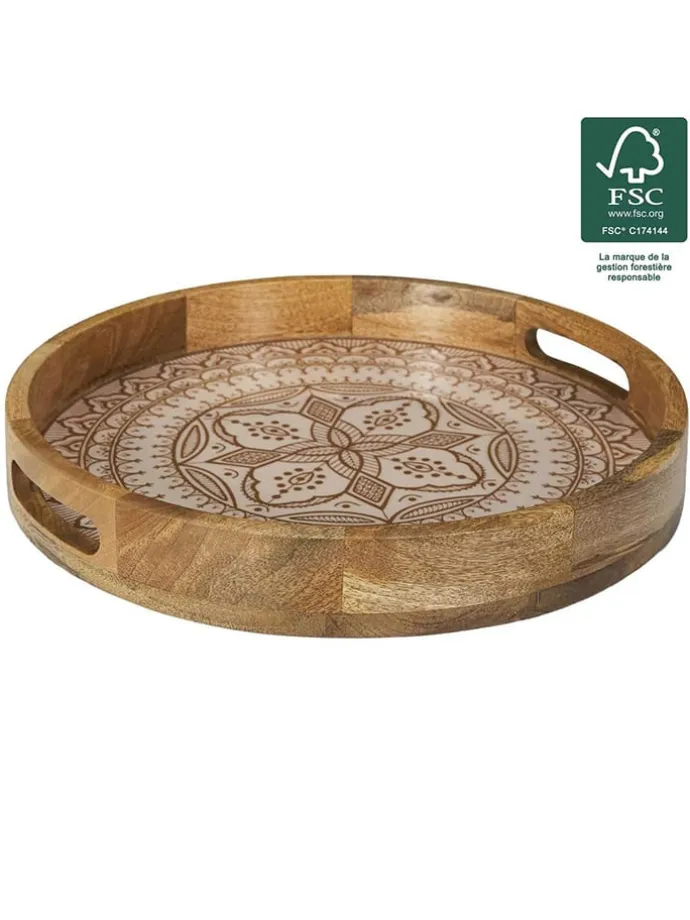 Taca w kolorze beżowo-brązowym - Ø 35 cm