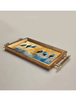 Taca w kolorze żółto-niebiesko-jasnobrązowym - 34 x 18 cm