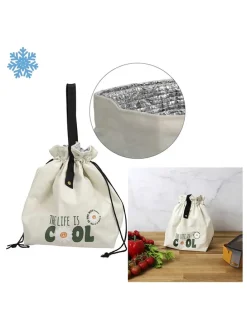 Torba w kolorze kremowym na lunch - 28 x 34 x 14 cm