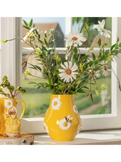 Wazon "Flowers and bees" w kolorze żółtym - wys. 18 x Ø 15 cm