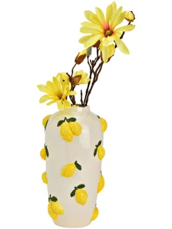 Wazon "Lemon" w kolorze biało-żółtym - wys. 27 x Ø 15 cm