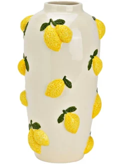 Wazon "Lemon" w kolorze biało-żółtym - wys. 27 x Ø 15 cm