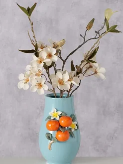 Wazon "Orange" w kolorze pomarańczowo-błękitnym - 14 x 19 x 11,5 cm