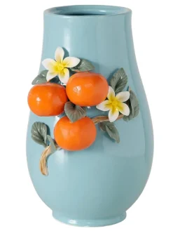 Wazon "Orange" w kolorze pomarańczowo-błękitnym - 14 x 19 x 11,5 cm