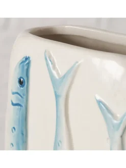 Wazon "Sardine" w kolorze błękitno-białym - 12,5 x 16 x 5 cm
